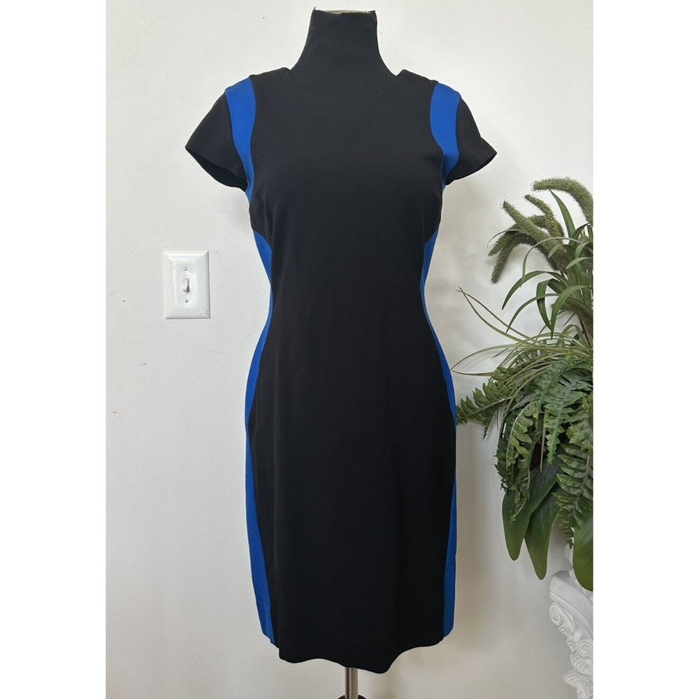 Diane Von Furstenberg DVF Women’s Pele Colorblock Blue Black Sheath Dress Sz 8